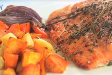 Roasted Salmon Honey & Fall Root Veg