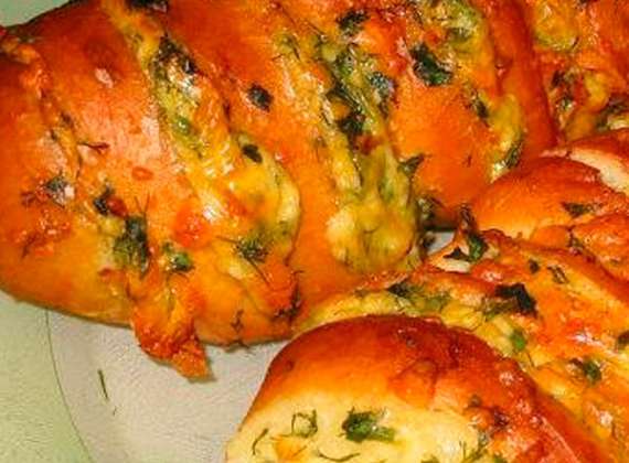 Baked Baton with cheese and garlic