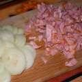 Onion and sausage cut