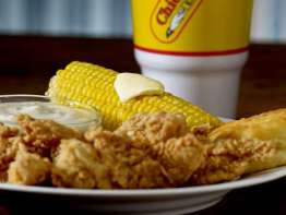 Chicken Express Tenders and corn