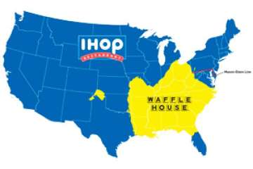 Do You Live In IHOP America Or Waffle House America?. Map